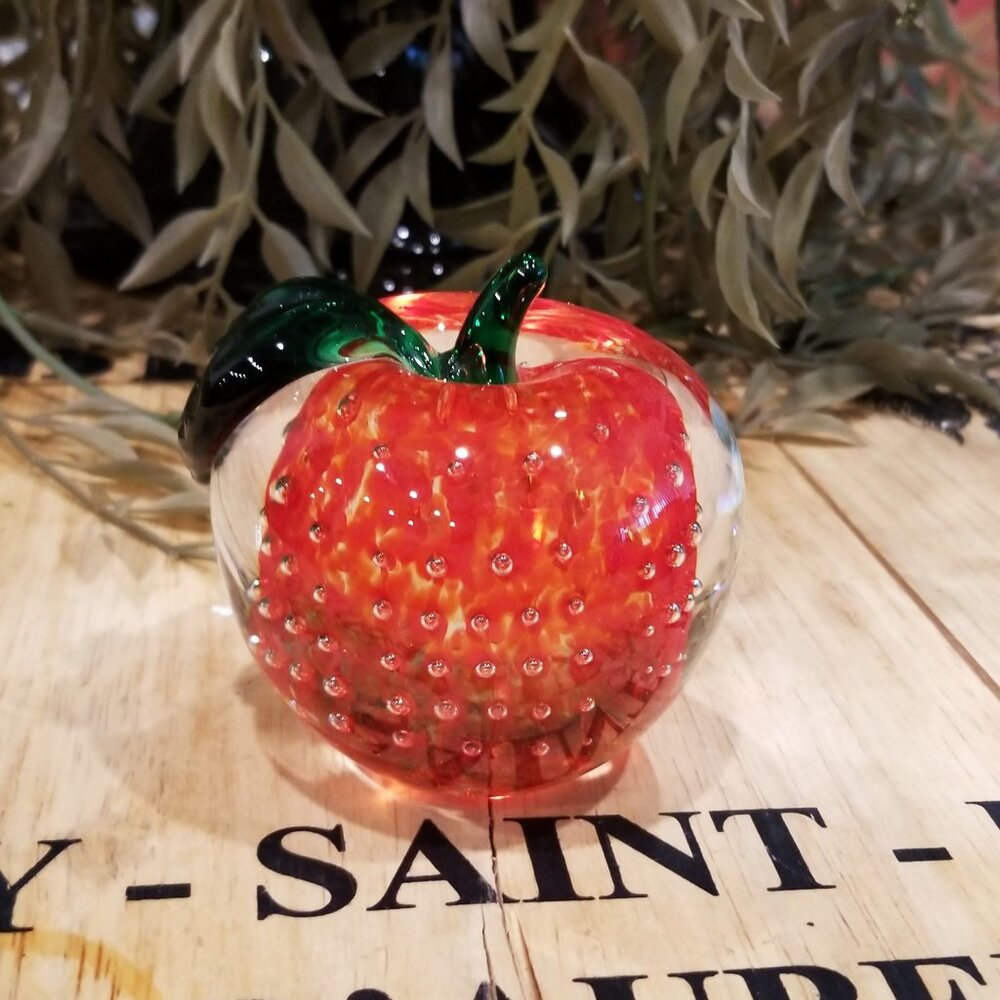 LENOX Glass RED APPLE Paperweight